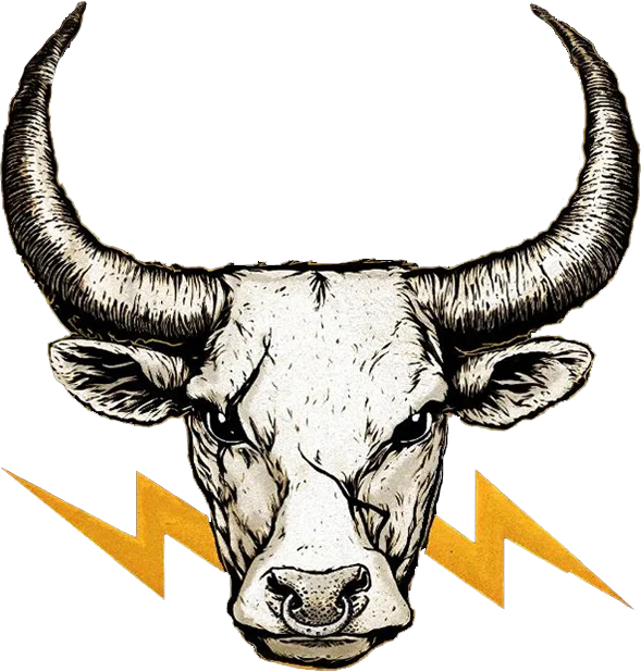 La vaca, mascota de Baja California, con cuernos y rayos dorados